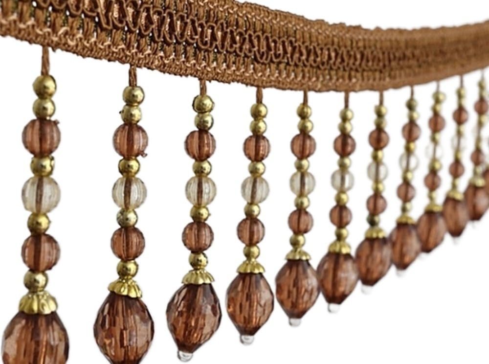 galons à Franges, Gland de Boule Suspendu Perles, Coupe Franges, Pompon suspendues tressées 5 mètres for Garniture Couture décorative Bord Couverture Table Rideau(Grijs)