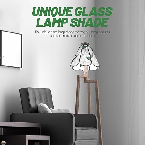 Miniatura 7 de Pantalla de cristal de vitral, pantalla de lámpara de araña con forma de flor de loto, pantalla de lámpara de mesa de vidrio estilo flor, pantalla