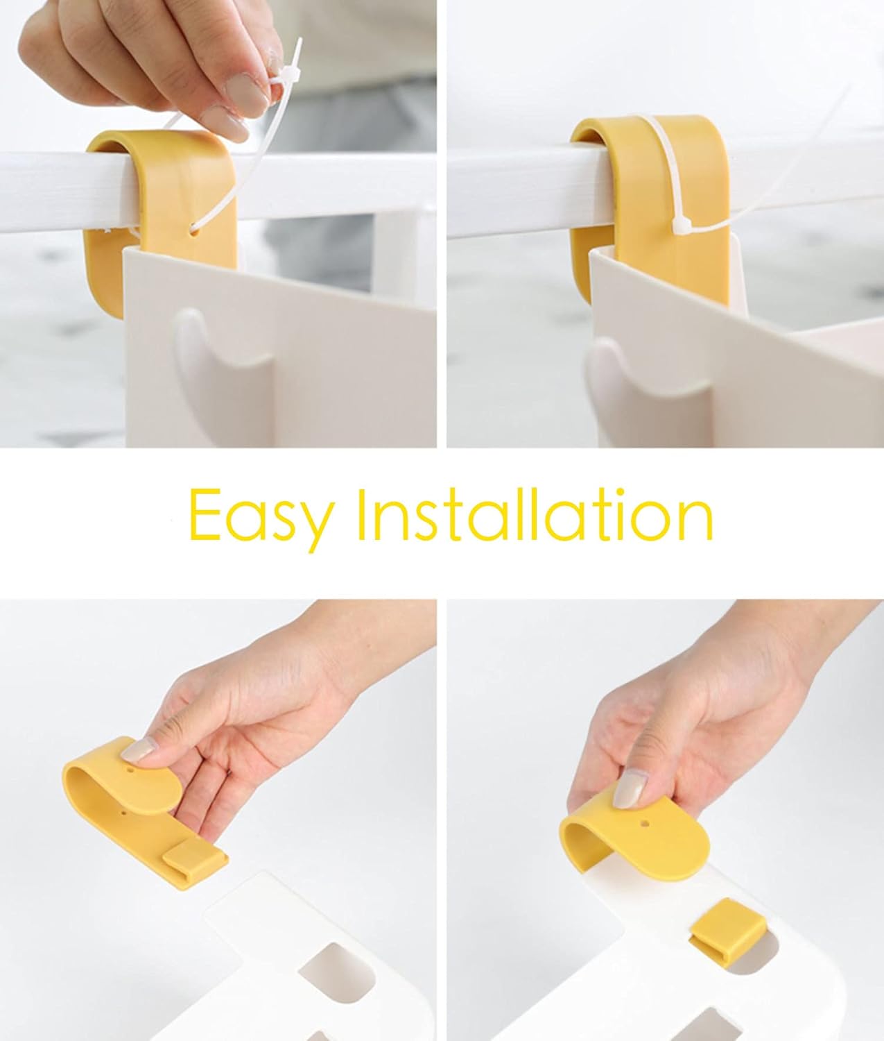 Bedside Hanging Caddy, Plastic Hanging Storage Shelf Holder Organizer for Phone Glasses Bottle Office Supplies in Dorm Room Bathroom Camper Rv - White (Caddy) - Image 7