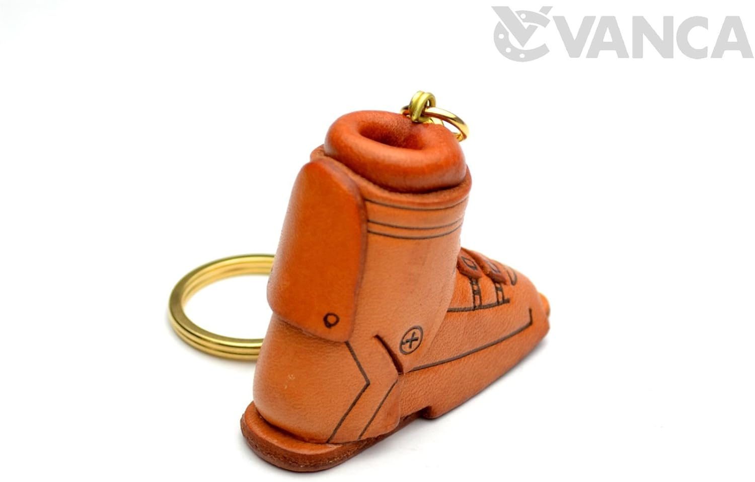 Ski Boot Sports 3D Leather Keychain(L) VANCA CRAFT-Collectible Keyring Charm Pendant Made in Japan