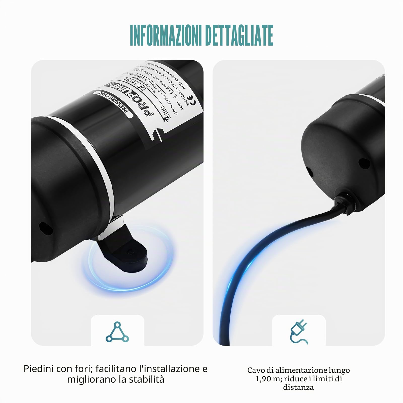 Pompa Acqua 120W 220V 11Bar Pompa a Pressione a Membrana Pompa Acqua Autoadescante ad Alta Pressione 5,5 l/min Mini Pompa a Membrana con Interruttore Automatico Pompa di Aumento della Pressione per