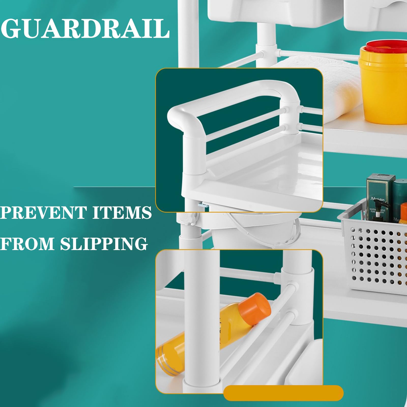 Chariot De Laboratoire à 2 Niveaux, Chariot Utilitaire MéDical avec Tiroirs, Chariot MéDical Mobile avec 2 Tiroirs 2 Plateau Et 4 Roues Silencieuses, pour Salon De Beauté, Spa, HôPital,Blanc