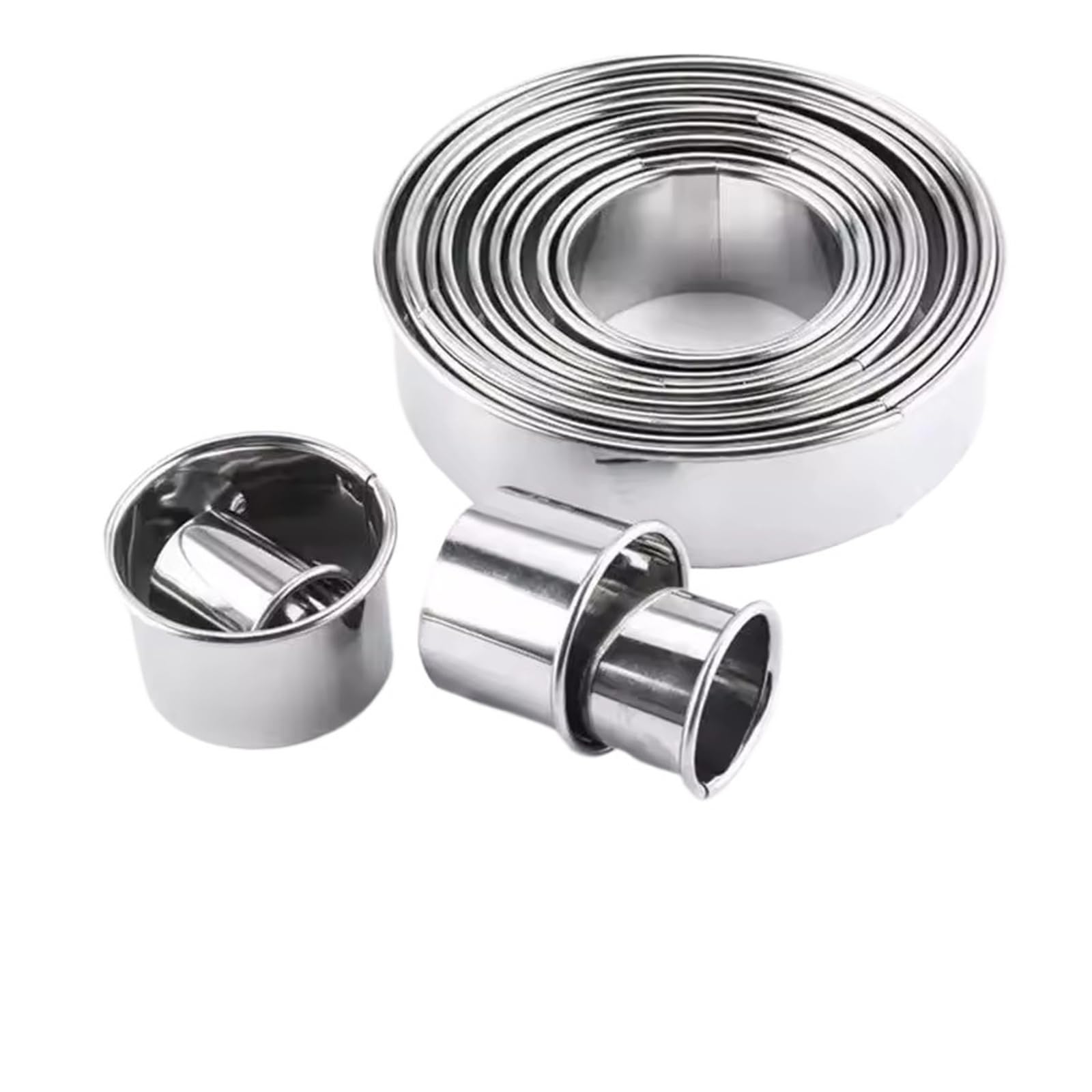 11/12PC Edelstahl Mousse Runde Cookie Keks Ausstecher DIY Knödel Cutter Professionelle Gebäck Backen Kreis Ring Formen set(8pcs)