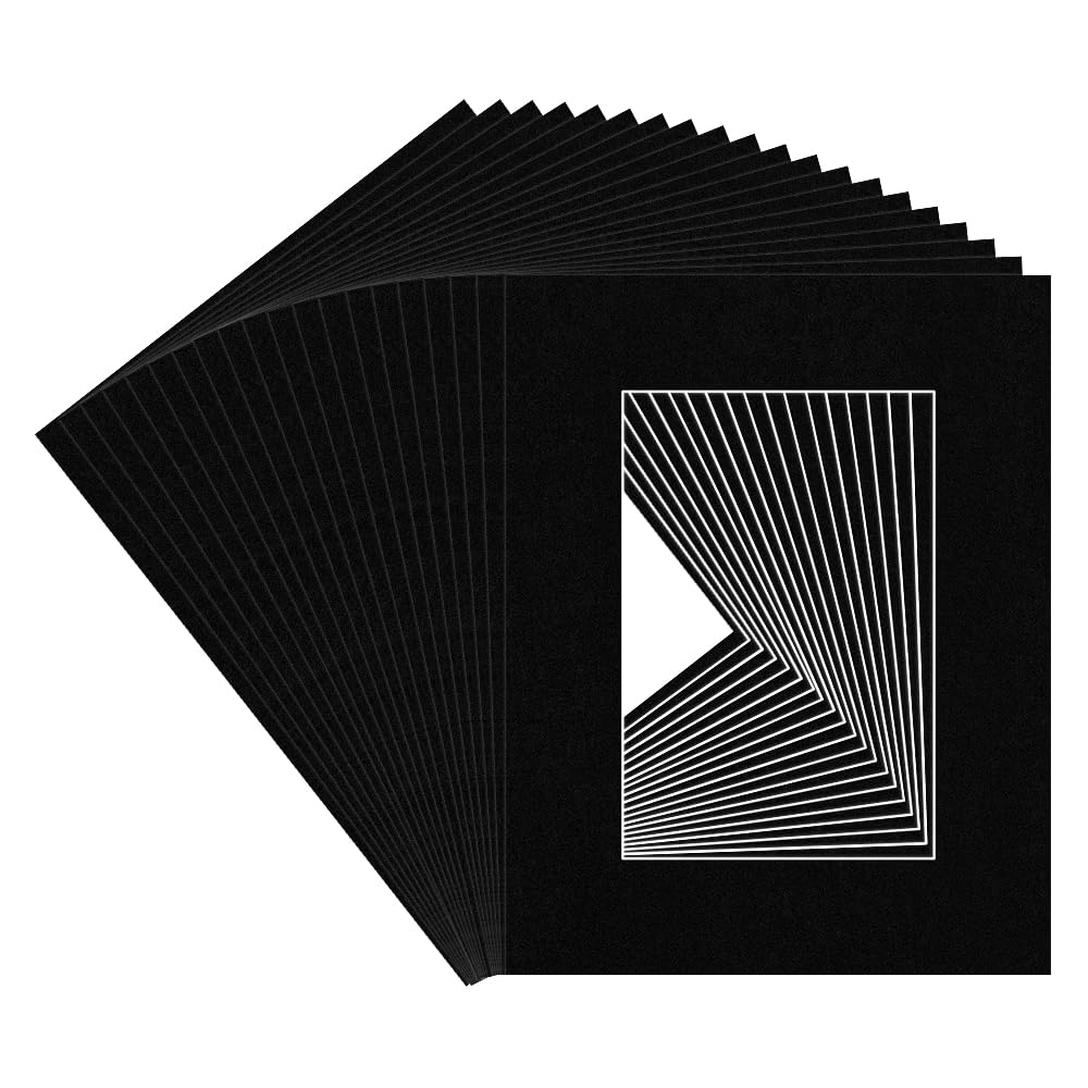 Procut Global 9x7" Black Picture Mounts for Frames - Fits 6x4" Aperture Size - Precision Cut Cardboard Photo Mounts - Mat Board for Prints, Artwork & Paintings - Pack of 20 โ image 1