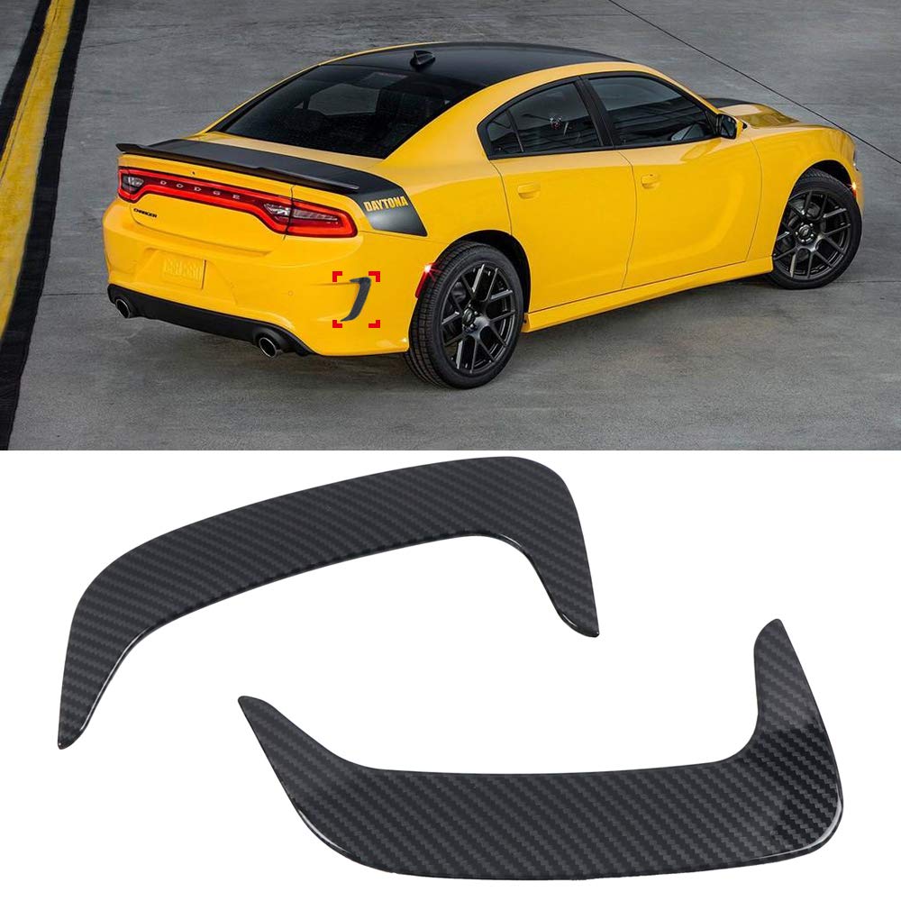 ITrims for Dodge Charger 2015-2020 Accessories Bumper Side Fin Air Vent Outlet Flap Molding Cover Trim 2PCS Car Exterior Accessories Decor Carbon Fiber (Rear)