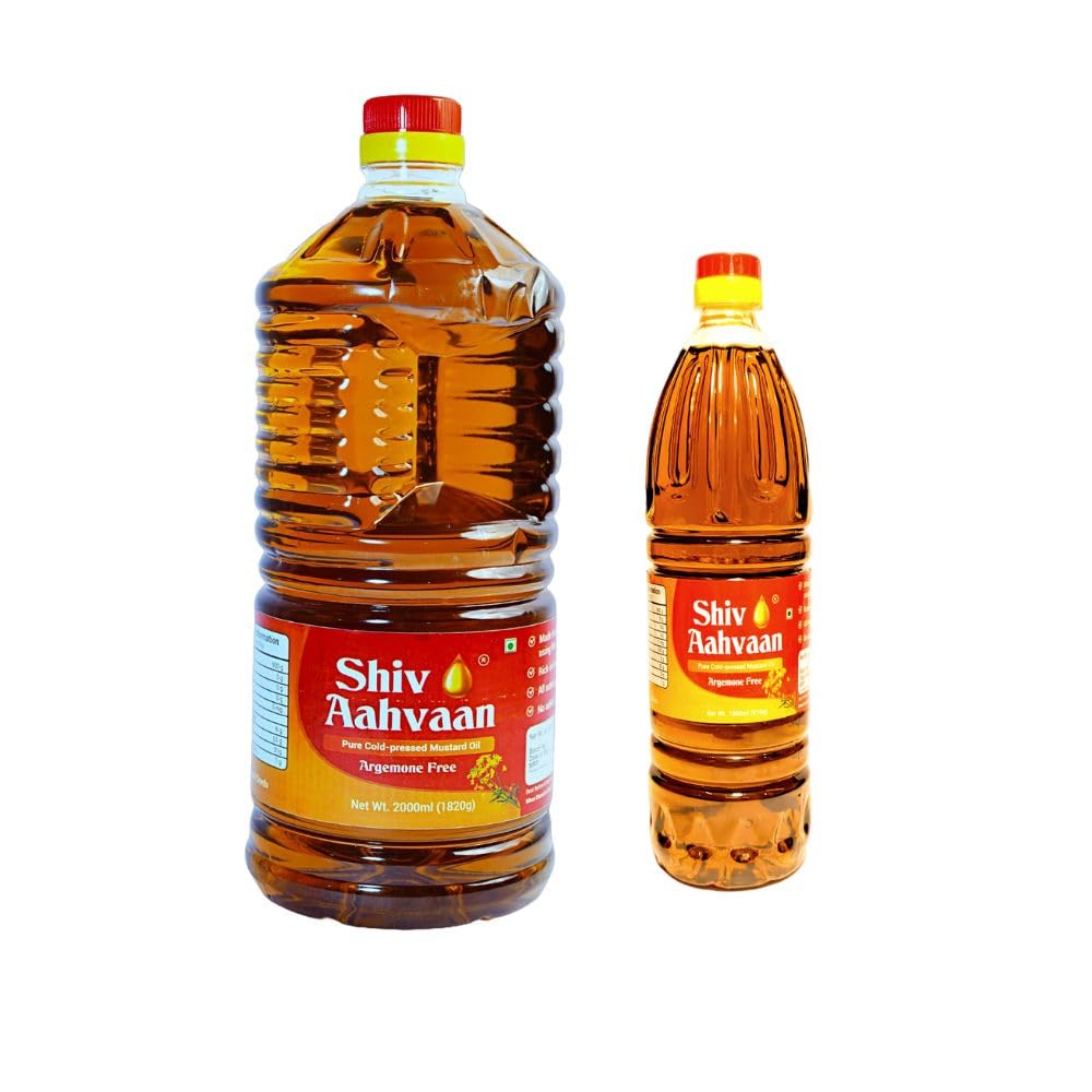 Shiv Aahvaan Combo Pure Cold Pressed Kachi Ghani Mustard Oil 2L and 1L Bottle Healthy Cooking Oil for Daily use with Goodness of Omega 3 and 6|Perfect blend of Taste & Aroma (B0CP63MG73) Amazon Price History, Amazon Price Tracker