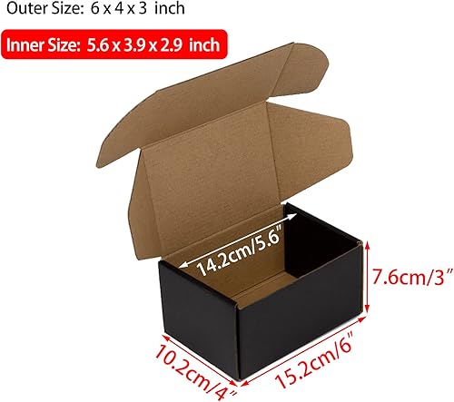 Miniatura 7 de Cajas de envío de 13 x 10 x 2 pulgadas, paquete de 25 cajas de cartón corrugado para pequeñas empresas, color negro