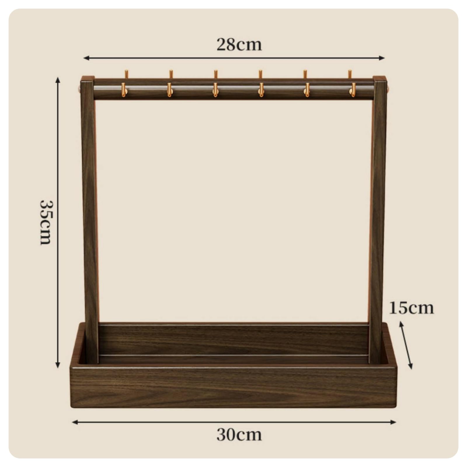 Rack Organizador Madera con Ganchos Compacto Organizador Entrada con 12 Ganchos Práctico Repisa Organizadora para Dormitorio, Con, Sin Fieltro