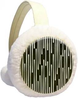 Drip Line Art Grain Illustration Pattern Winter Ear Warmer Cable Knit Furry Fleece Earmuff Outdoor
