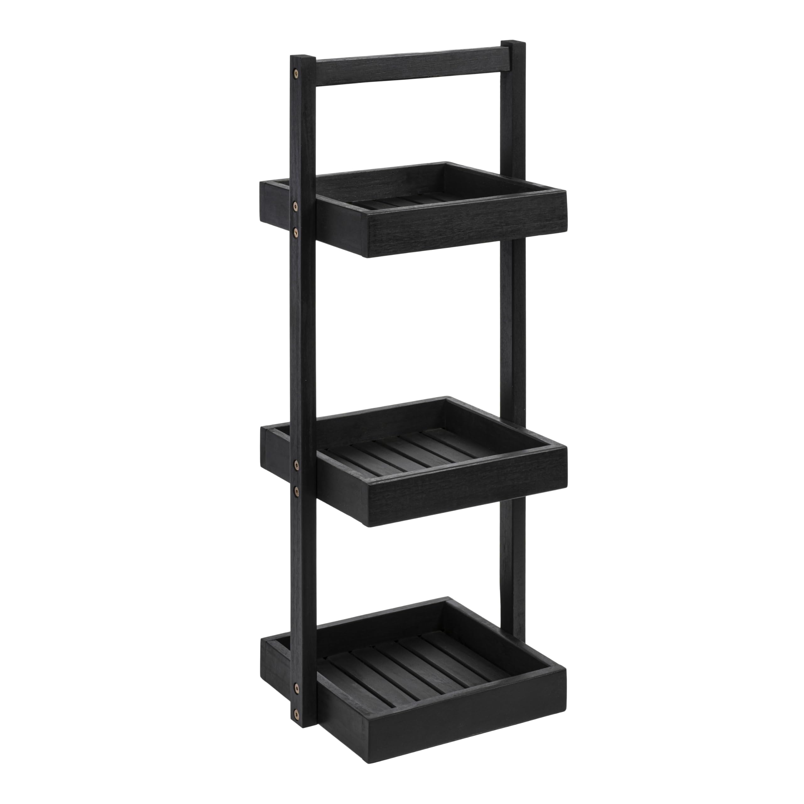 happimess SHF1001B Tilly 30 Classic Rustic 3-Tier Acacia Wood Freestanding Bathroom Shower Caddy With Handle Rack for Bath