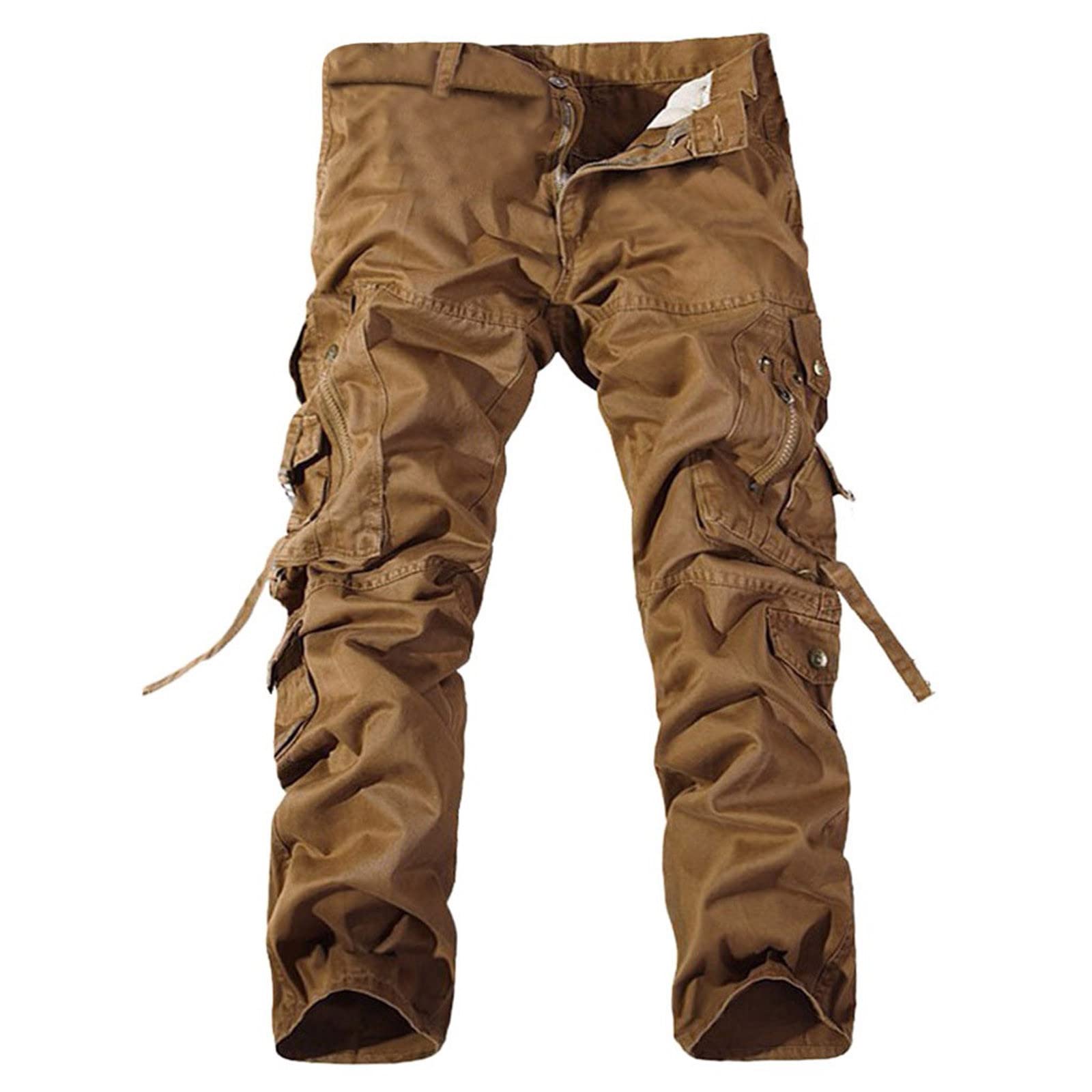 Generisch Pantalones cargo para hombre, multibolsillos, pantalones de senderismo, pantalones de exterior, de algodón, pantalones de trabajo, pantalones de trekking, pantalones militares, pantalones