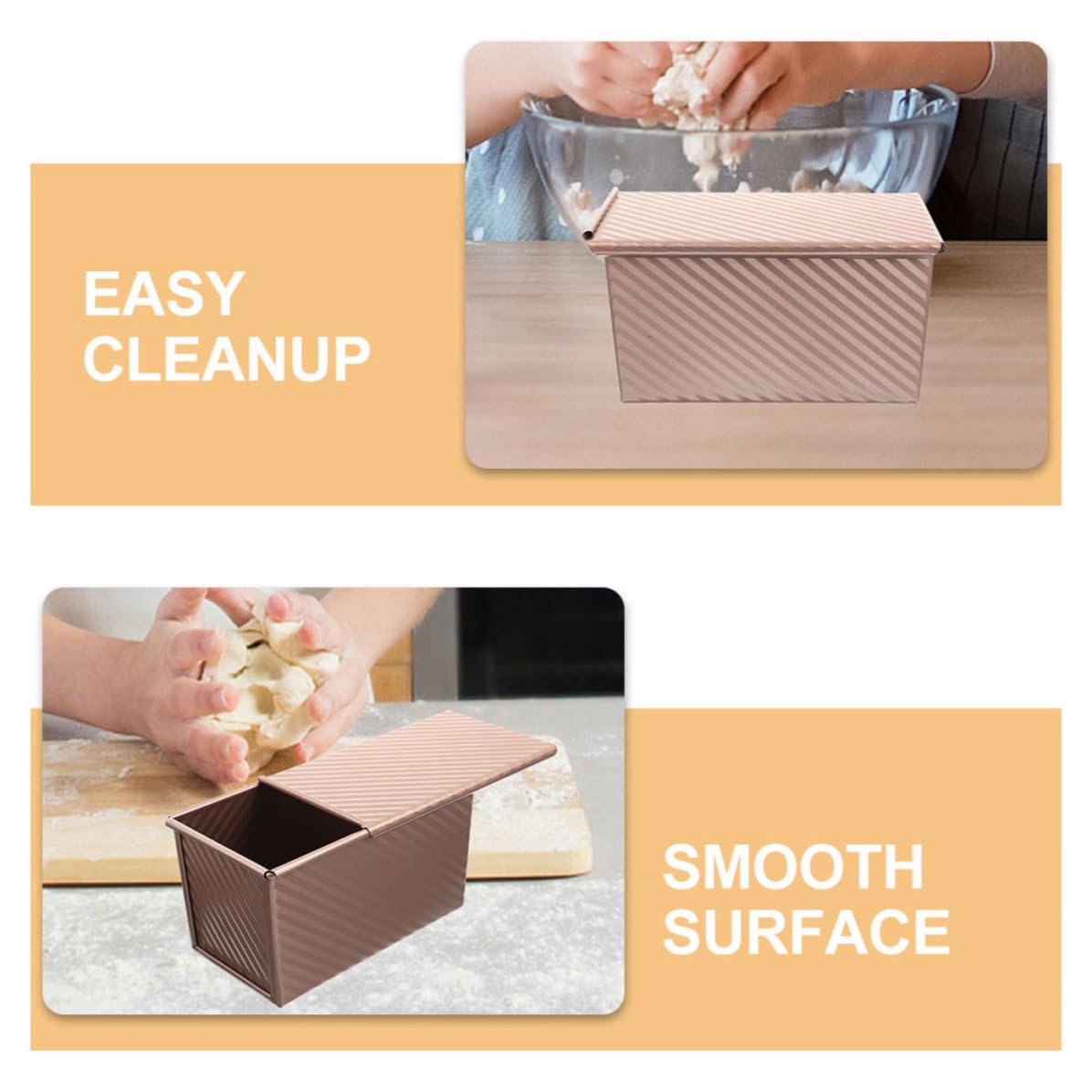 Zerodeko 2 Piezas Molde para Pan de Molde de Acero al Carbono Rectangular con Tapa Antiadherente Reutilizable para Tostadas Cocina Doméstica