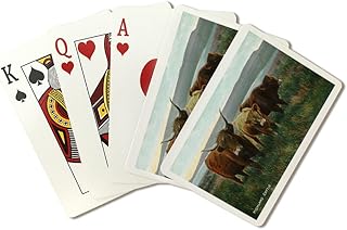 Lantern Press Scotland, View of Highland Cattle (52 Playing Cards, Poker Size Card Deck with Jokers)