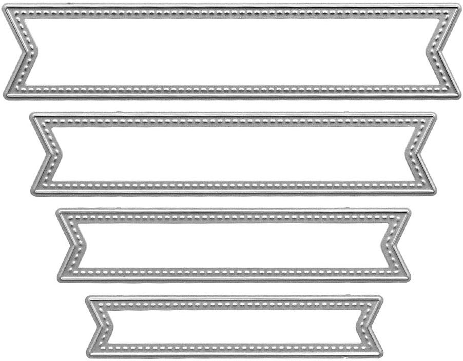 Metal Four Thin Banners Cutting Dies, Four Label Tags Ribbon Layering Die Cuts Embossing Stencils Template Mould for Card Scrapbooking and DIY Craft Album Paper Card Decor