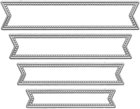 Metal Four Thin Banners Cutting Dies, Four Label Tags Ribbon Layering Die Cuts Embossing Stencils Template Mould for Card Scrapbooking and DIY Craft Album Paper Card Decor