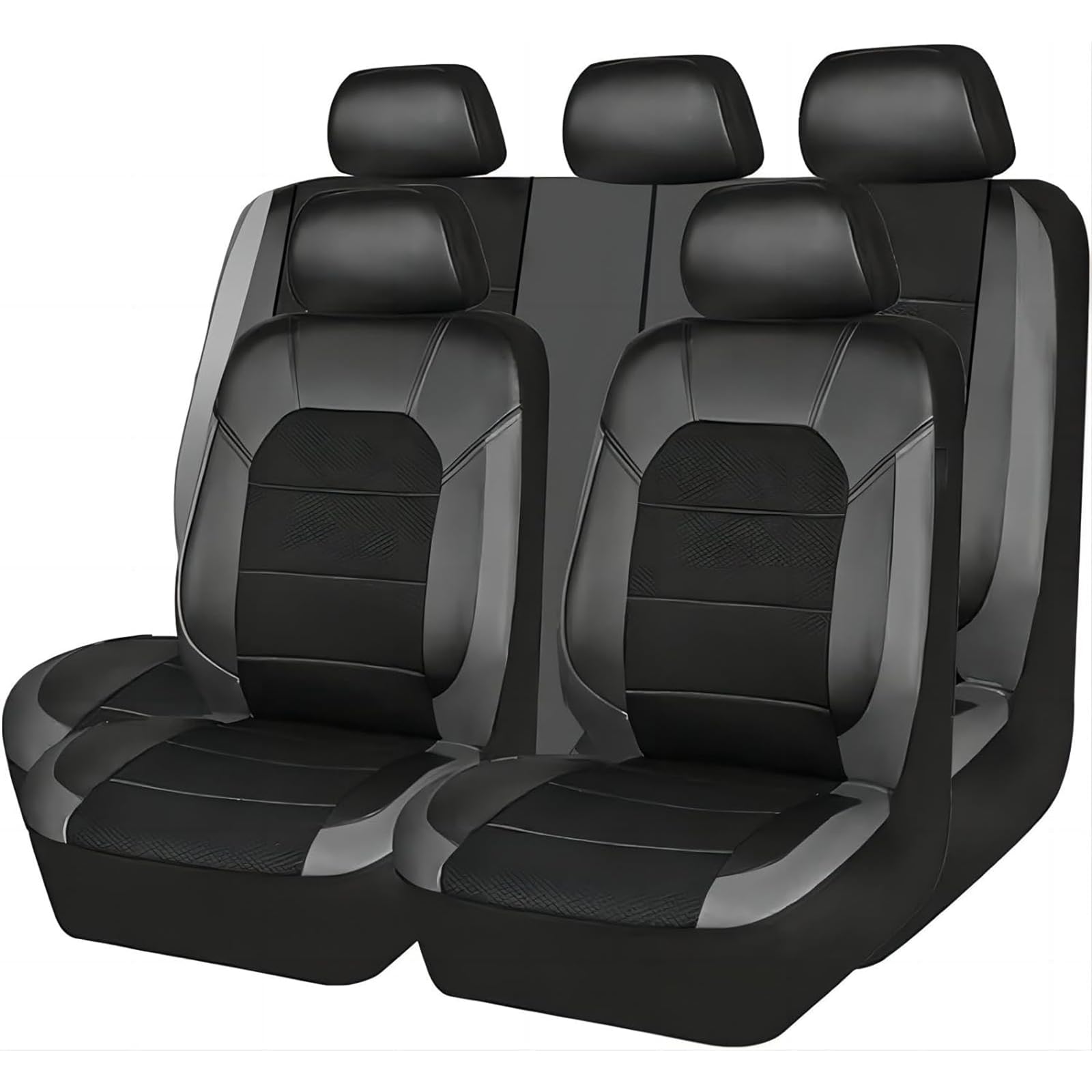Qleqmztv C/Grey Leather Ar Seat Overs Full Set For Toyota Aygo X Ab70 2021 2022 2023 2024 2025, Full Surround Seat Ushion Overs Waterproof Breathable Omfortable Front Rear Seat Protetor Aessories