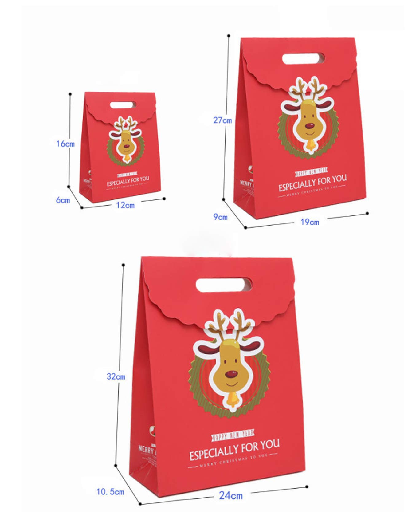 Sacchetto regalo con manico ， Sacchetti regalo di Natale,sacchetti di caramelle ， Sacchetti regalo natalizi Sacchetti regalo di design natalizio,per bomboniere e compleanni e Natale (12 pcs）