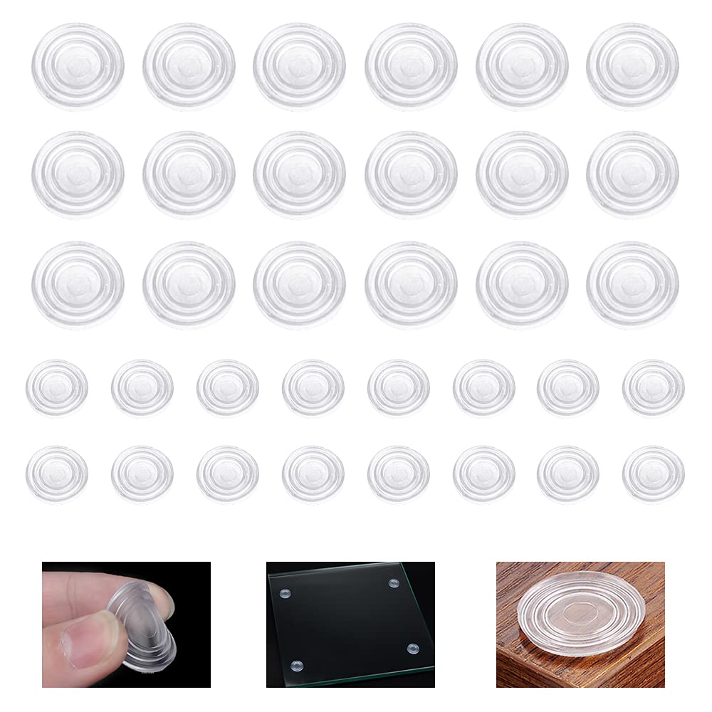 "N/A" BUENTYA 50 Pcs Clear Glass Table Top Buffer Plastic Bumper Transparent Elastic Buffer Table Top Anti Slip Pads Soft Rubber Pumper Table Top Suction Pad to Control The Movement for Glass Tops