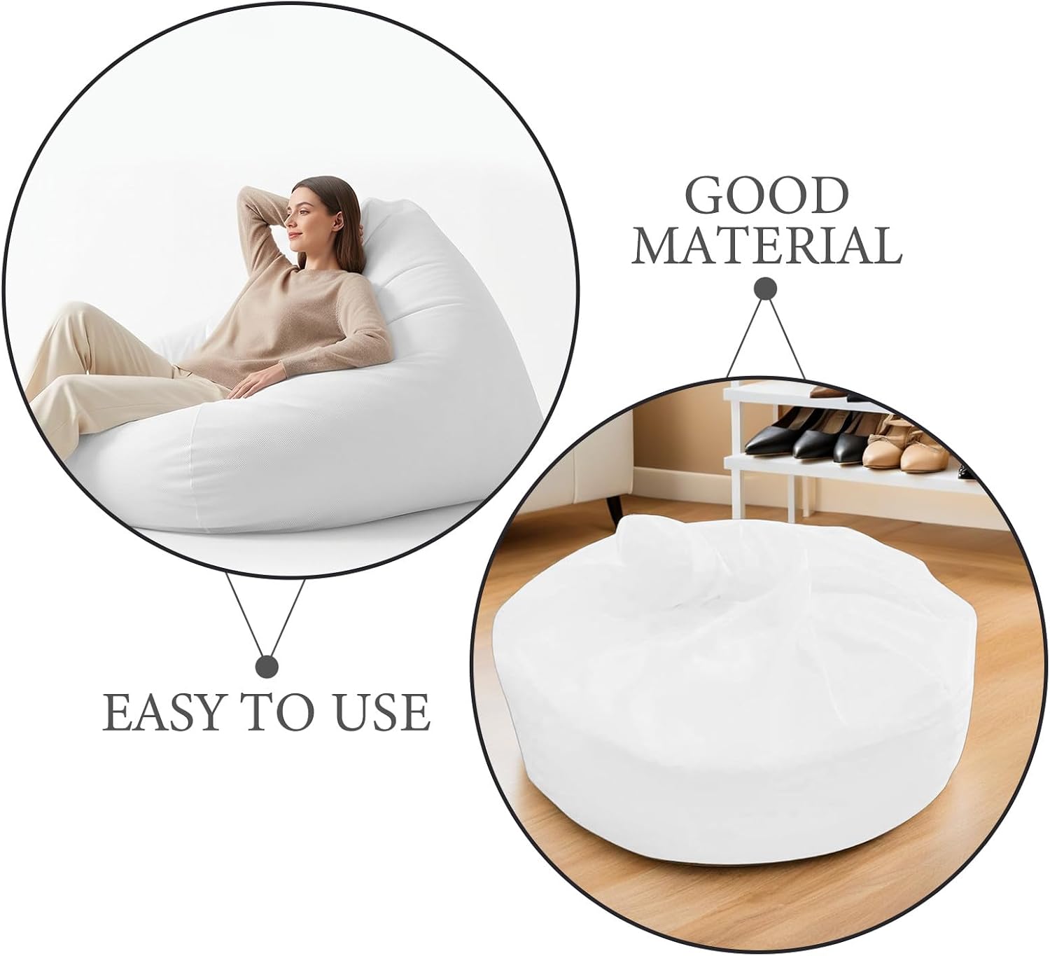 2PCS Inner Liner for Bean Bag Chair - Mesh No Filler Lazy Sofa Inner Covers for Bedroom Lounge - Extra Large Breathable Lining Replacement Bags