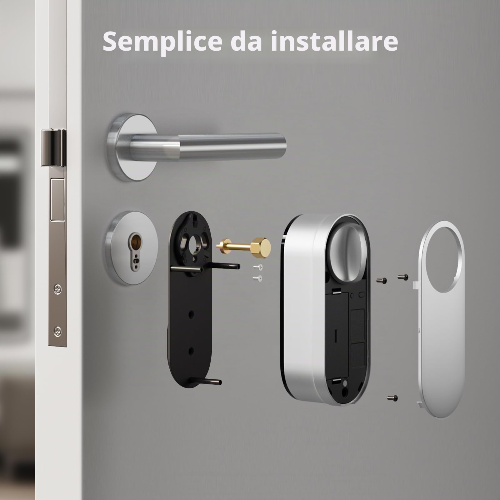 Aqara Cilindro Regolabile Nuova Versione, per Serratura Intelligente U200 di Aqara, Universale per Tutti i Tipi di Porte in UE, Facile da Installare, Funzione di Emergenza, 4 Chiavi Incluse