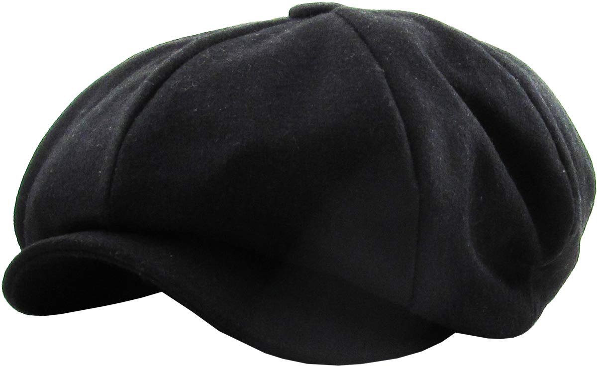KBW-310 BLK L/XL Ascot Ivy Button Newsboy Hat Applejack Wool Blend Hat