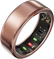 POBOViRing OnePlus Ultra-Thin Titanium Smart Ring: 7-Day Battery, Sleep Skin Temp Tracker, No Subscription Fee - Rose Gold Size 7