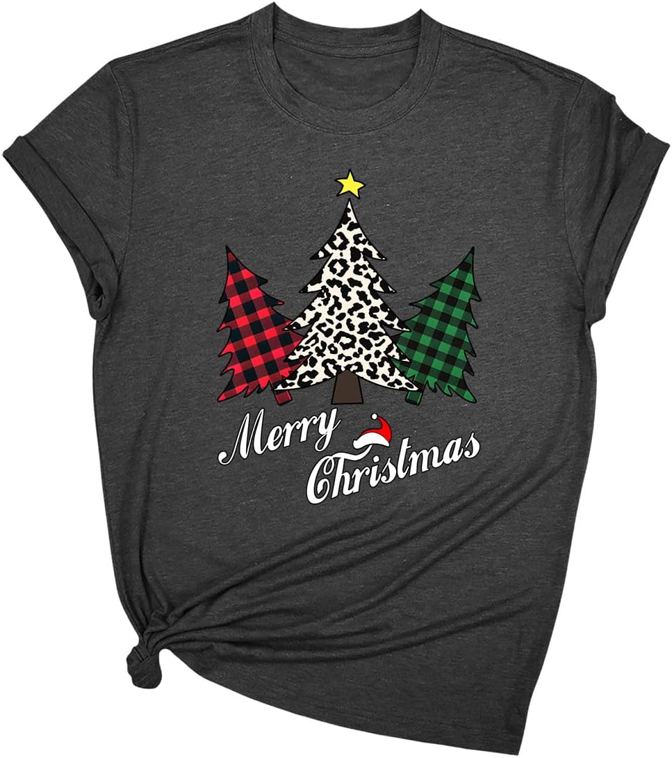 Christmas Shirts for Women:Crew Neck Short Sleeve Christmas Party Higher Quality T-Shirt