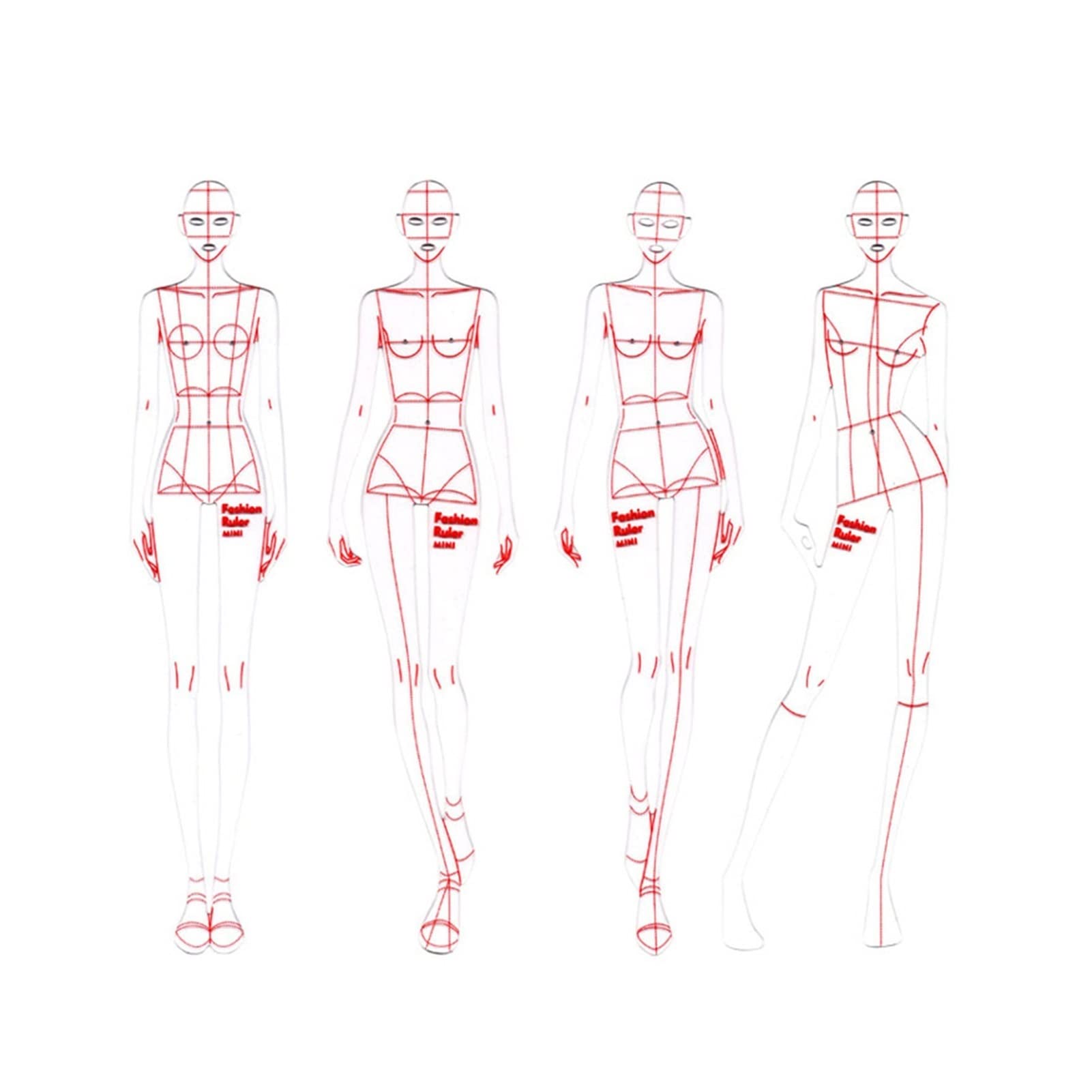 oiujhgCDS Rulers, Fashion Drawing Template Ruler Set Female Sewing Humanoid Patterns Design Clothing Measuring Curve Rulers for Drafting