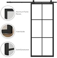 Vista 4 de BARNSMITH Panel de puerta corrediza de vidrio de aluminio de 36 x 84 pulgadas, resistente para puerta de vidrio templado esmerilado desmontado