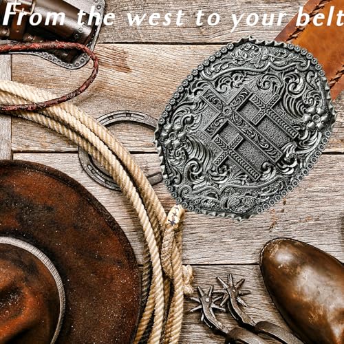 Image of Religious Cross Western Belt Buckles for Men Cowboy Belt Buckle Cowgirl Faith Belt Buckles