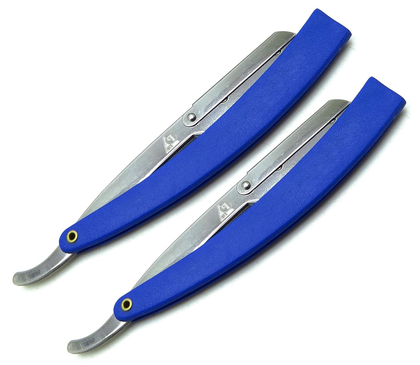 Set of 2 PREMIUM INSTRUMENTS Barber Razors Straight Edge Folding Handle Blue & Black
