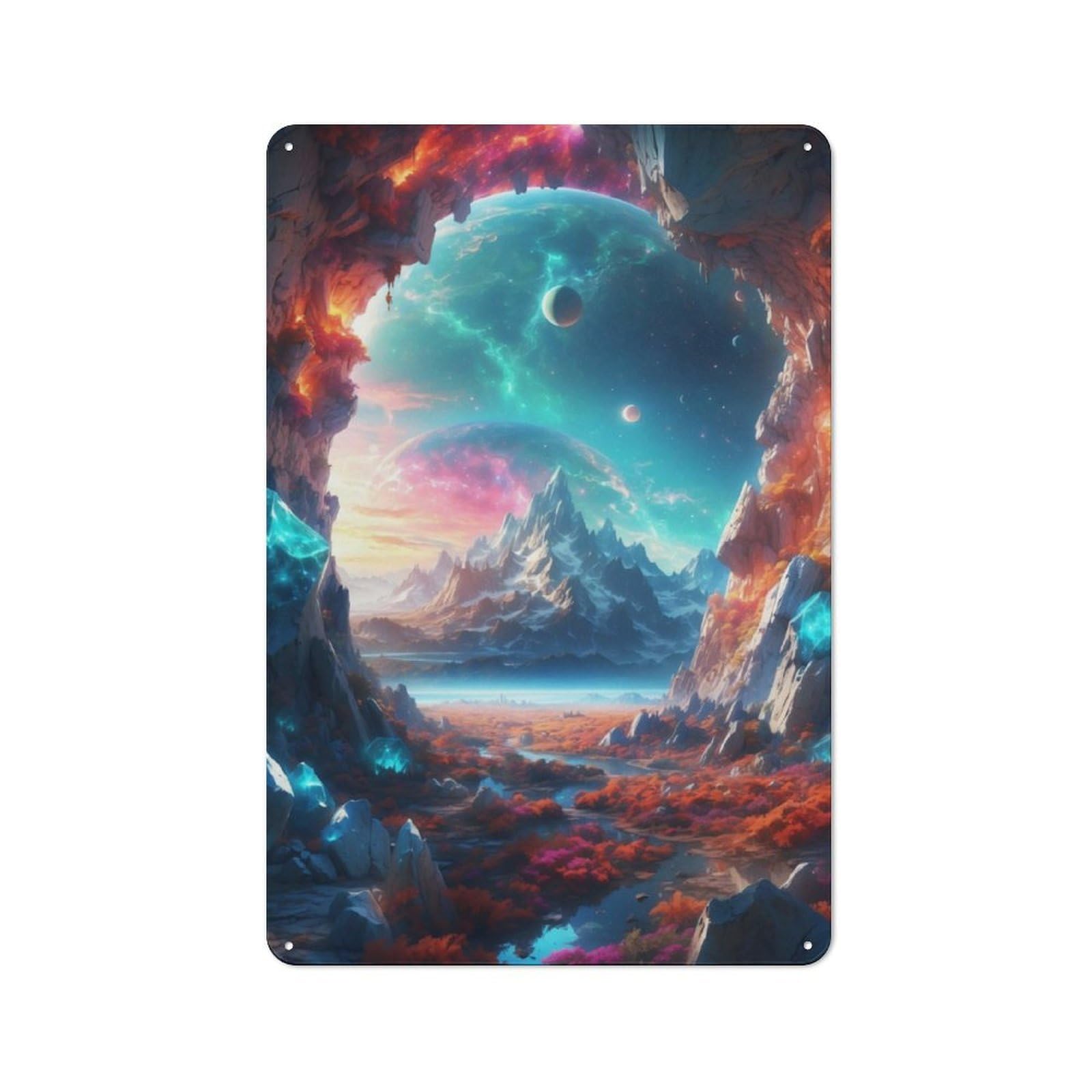 Junmoney Cave With A Cosmic View Metal Wall Sign 30X20cm Featuring For Home Bar Wall, Suited To Bar Sign Collectors