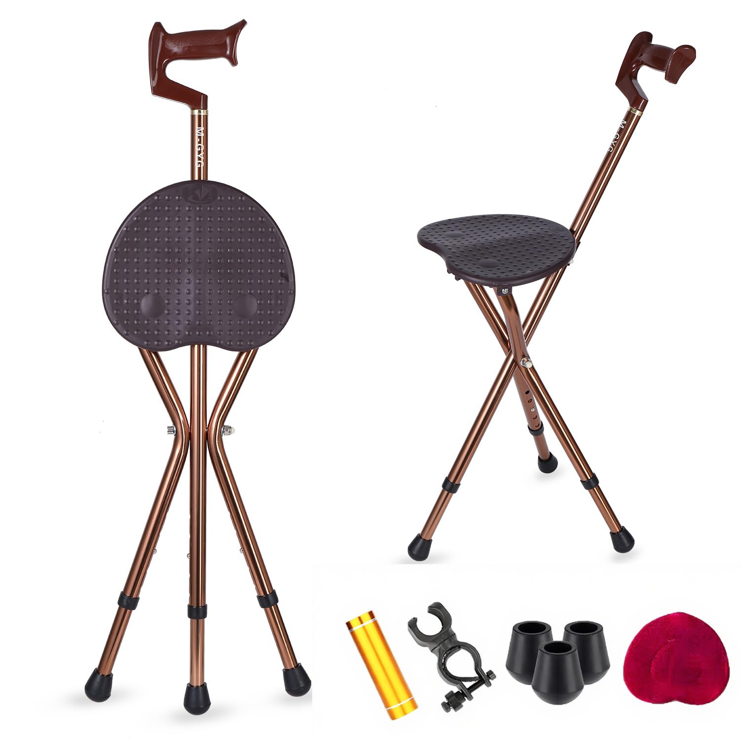 Heavy Duty Walking Cane with Folding Seat 440 lbs