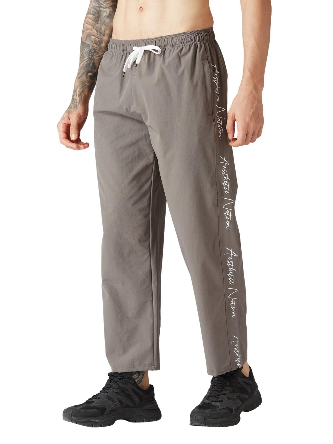Men’s Baggy Track Pants Black Oversized Gym Joggers for Men, Loose Fit Streetwear Sweatpants, Cotton Blend Workout Running Pants-image-43