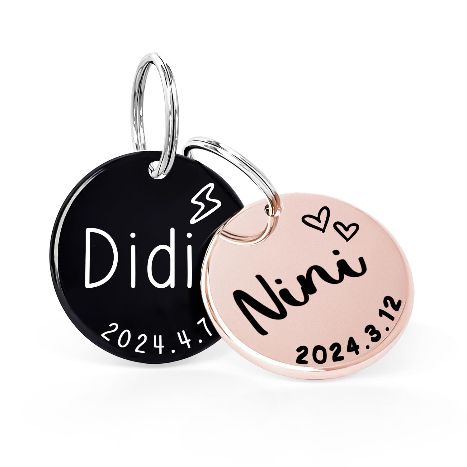 Customizable Birthday Cat Dog ID Tags - Original Funny Art Design - Stainless Steel Deep Engraving for Dogs
