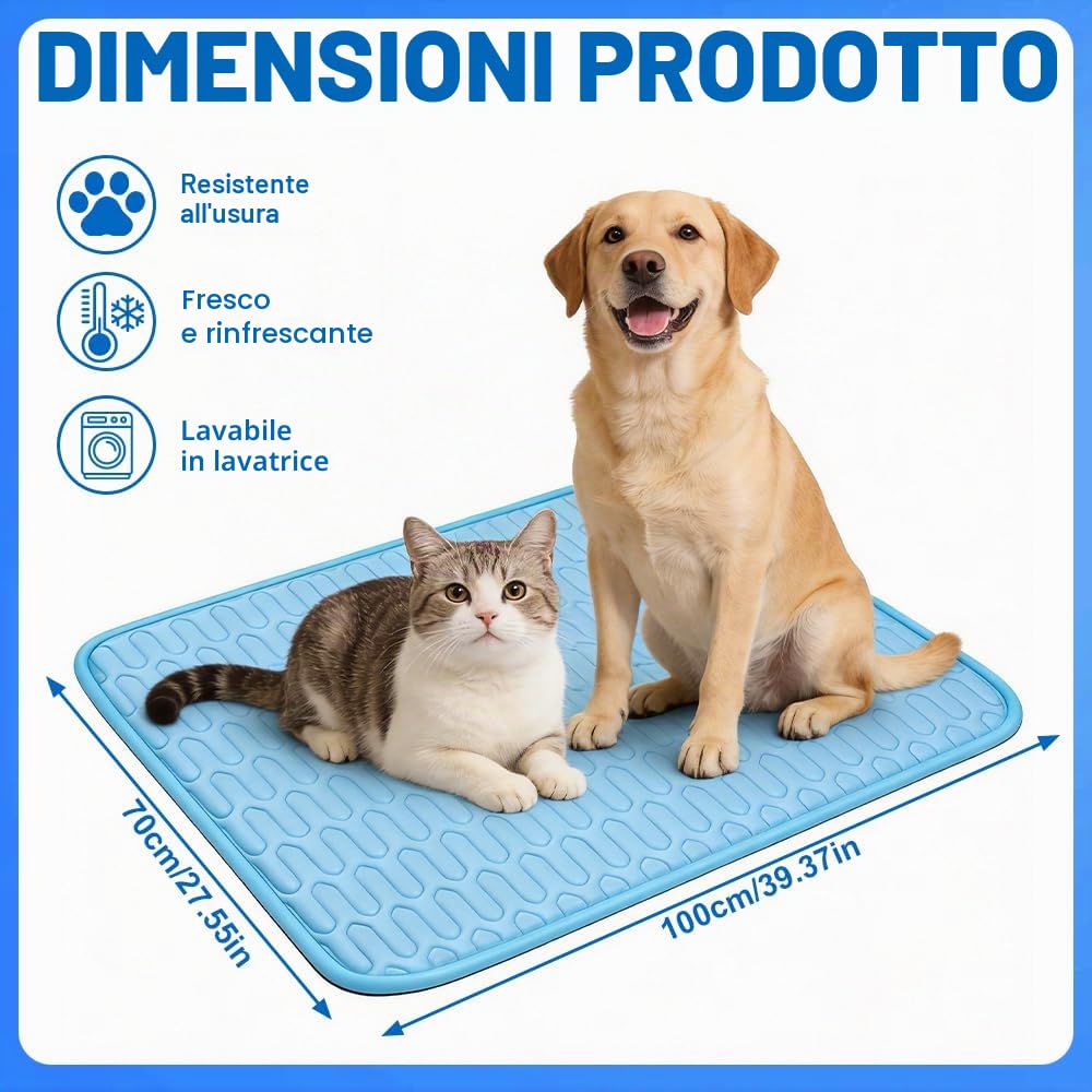 Tappetino refrigerante per cani XL (100 x 70 cm), Grande tappetino di raffreddamento per cani, Tappetino rinfrescante per gatti lavabile, Tappetino rinfrescante pieghevole per cani, Tappetino