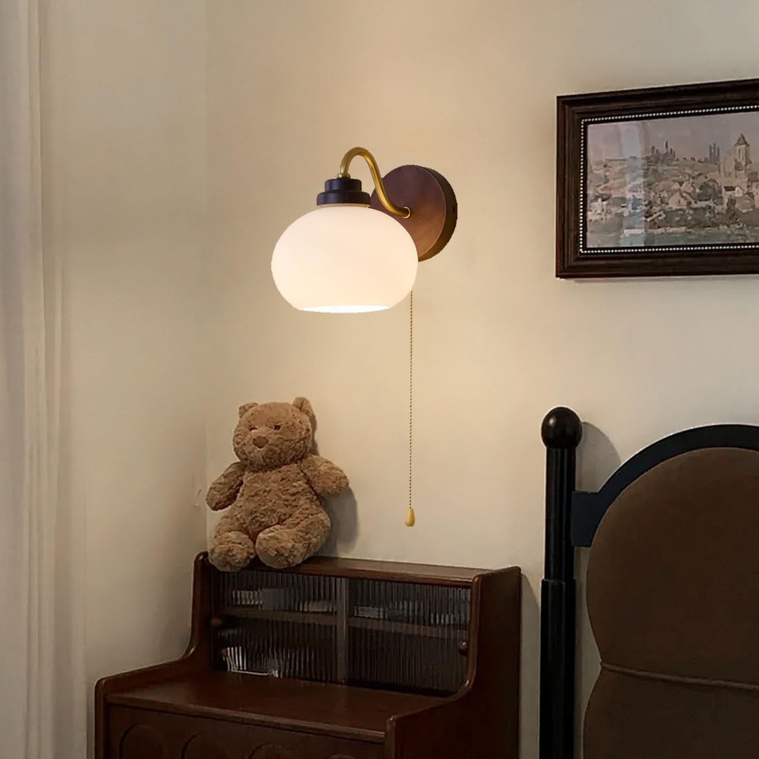 Applique da parete con interruttore a cordicella, paralume in vetro, stile industriale, lampada da comodino in rame, illuminazione moderna per camera da letto, soggiorno, corridoio, cucina, stile rus