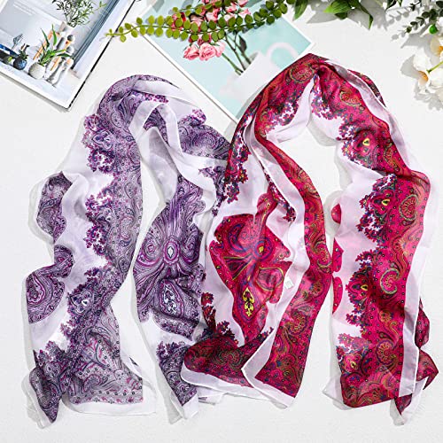Sureio 6 Pcs Scarves for Women Lightweight Summer Floral Print Pattern Scarf for Women Dressy Long Thin Scarf Shawl(Classic Style)4