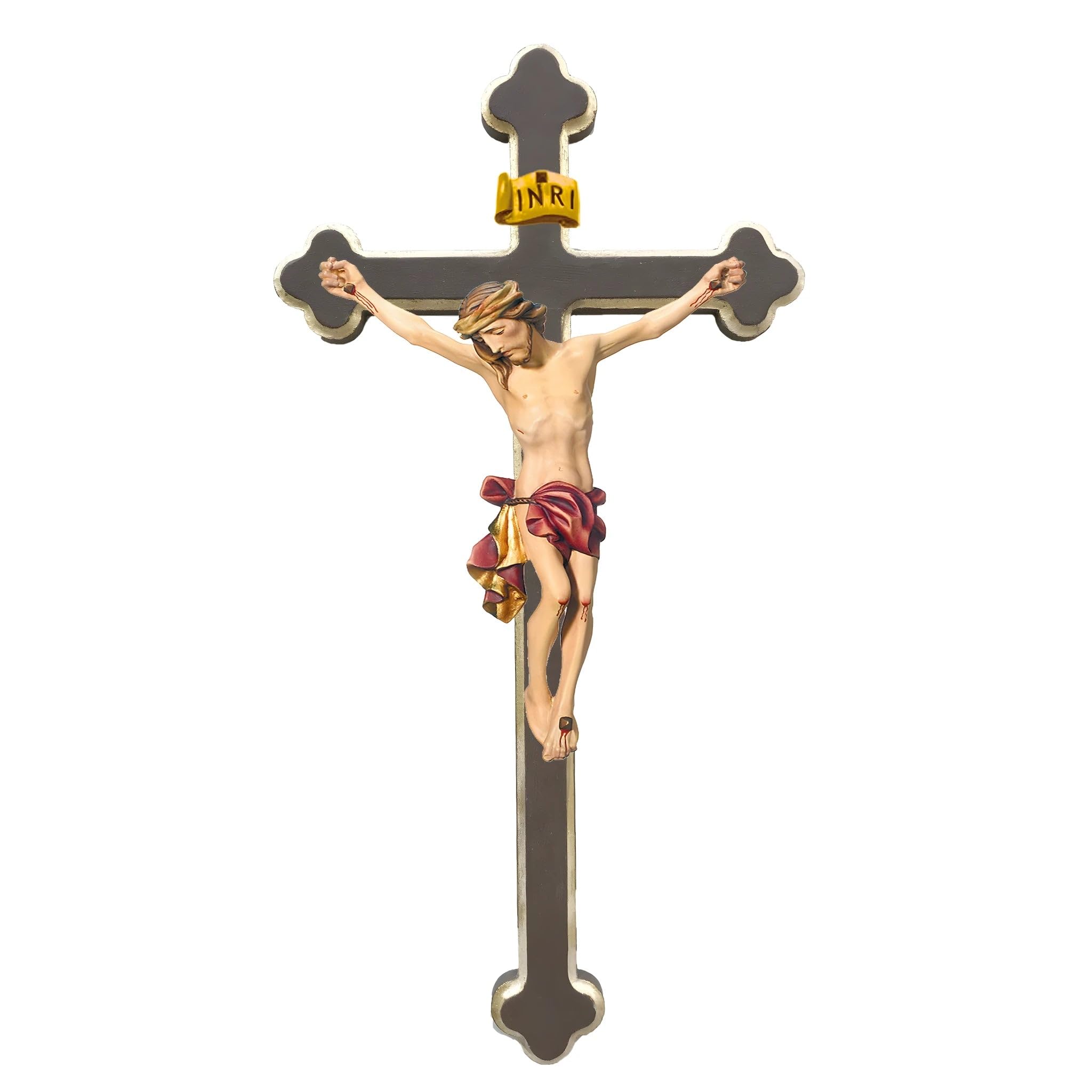 Dolfi Ciało Chrystusa na krzyżu 40 cm | Ręcznie malowane w Val Gardena | Religijny