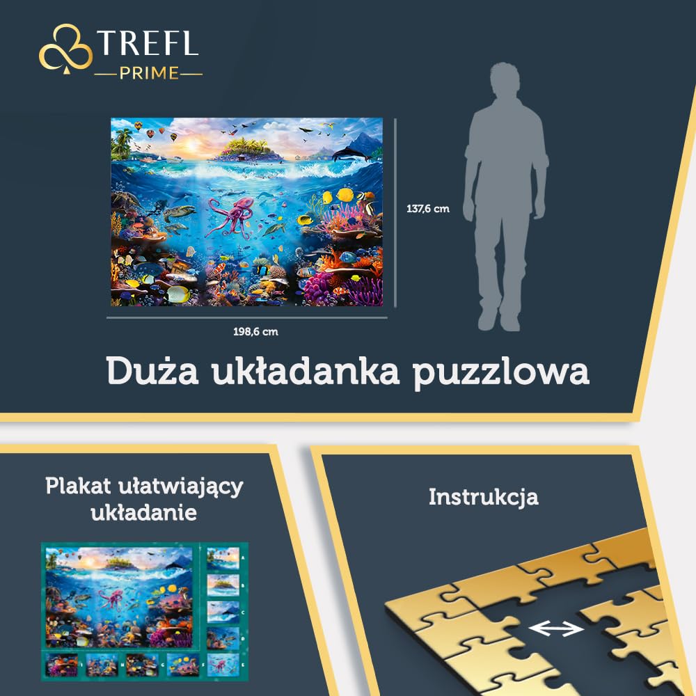 Trefl Prime - Puzzle UFT: Dive into Underwater Paradise - 13500 Elementów, Duża Układanka Ukazująca Kolorowe Dno Oceanu, Najgrubsza Tektura, BIO, EKO, Rozrywka dla Dorosłych i Dzieci od 12 lat