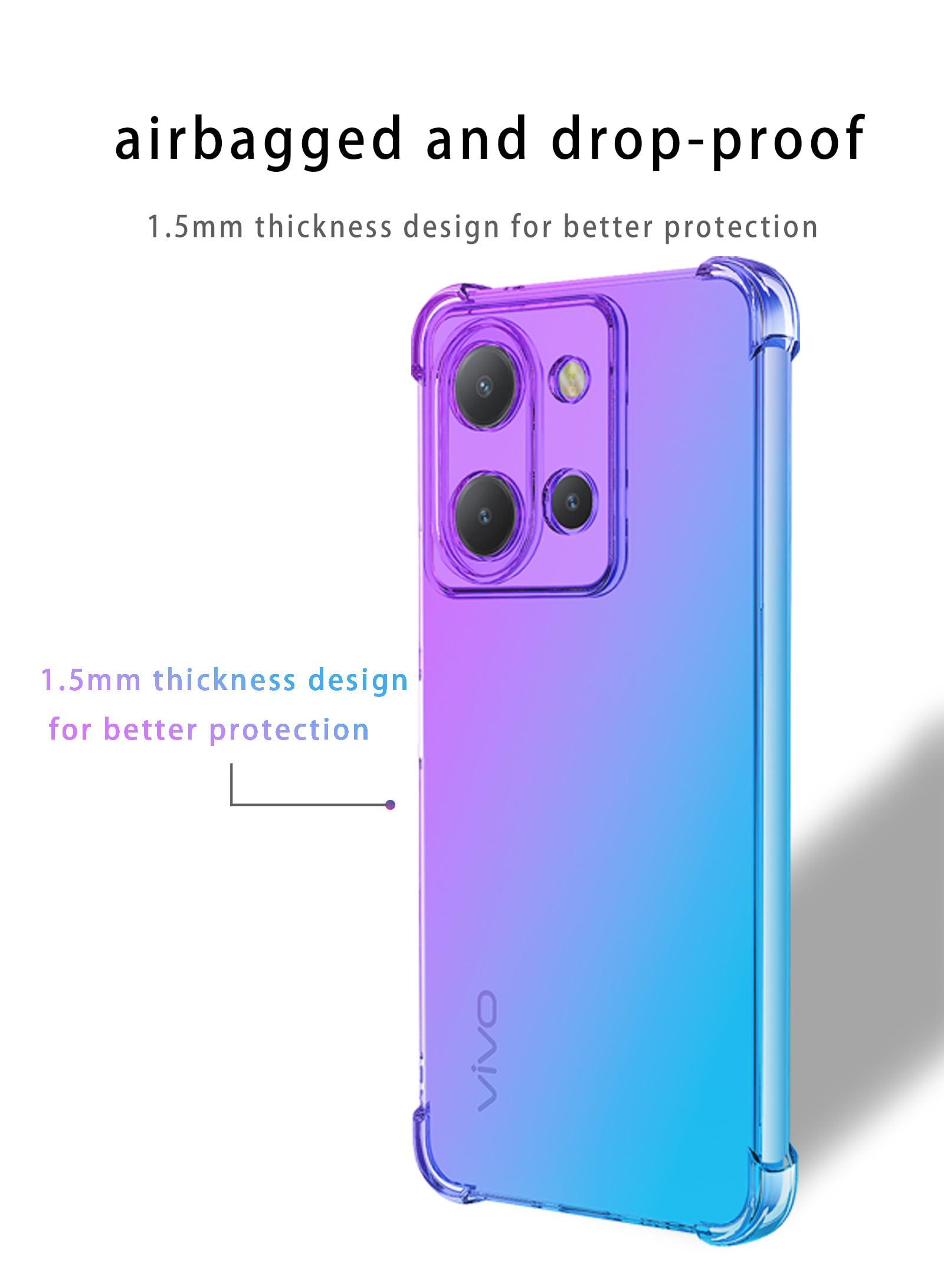 Cover Per Vivo Y36 4G TEYYOS Con Supporto Ad Anello 360°, Blu, Antiurto Certificazione Militare