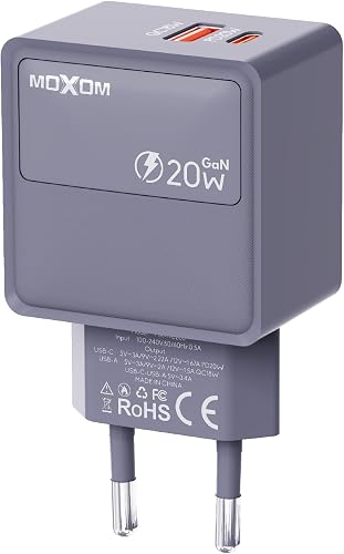 Moxom 20W Dual Port USB-C & USB Fast Charger