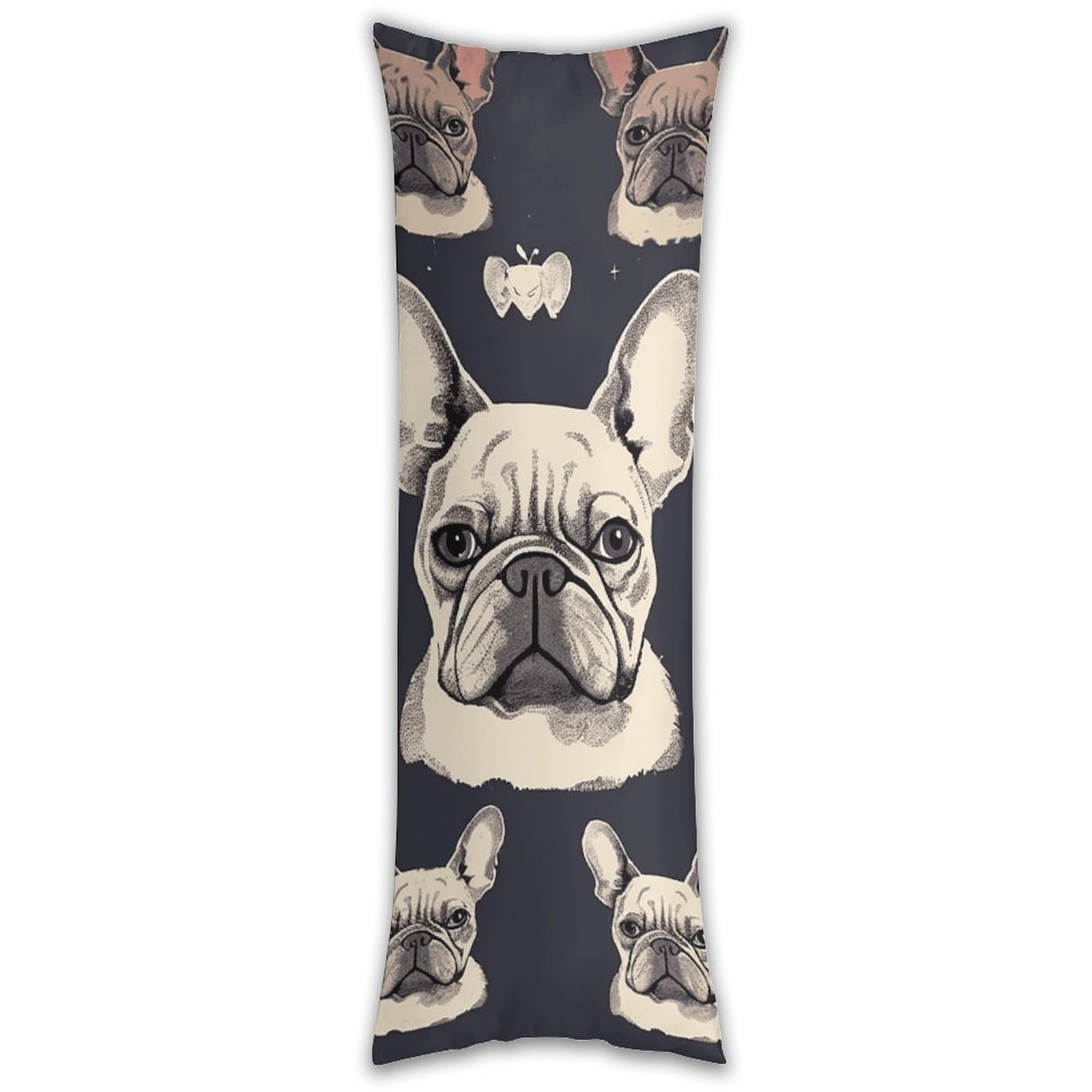 I Love French Bulldog Pillowcase Long Pillow Case Cozy Pillow Cover Pillow Protector Soft Long Cushion Case Long Body Lumbar Decorative Throw Pillow Cover for Bed Sofa Couch 18.9 X 53 Inches