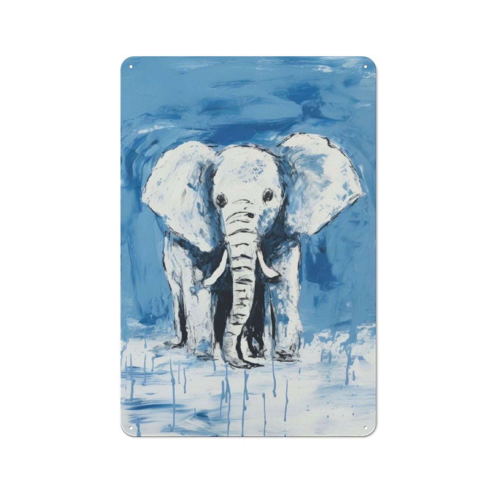 Junmoney Style-17 For Lounge Or Reading Corner, Graceful Elephant In Water Retro Tin Sign 30X20cm, Gift For Reading Corner Decorators During The Christmas Season