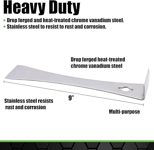 Miniatura 3 de GRIP - Barra de palanca de acero inoxidable de 9 pulgadas y extractor de clavos, jalar, palanca, raspado, elimina el moldeado alrededor de puertas,