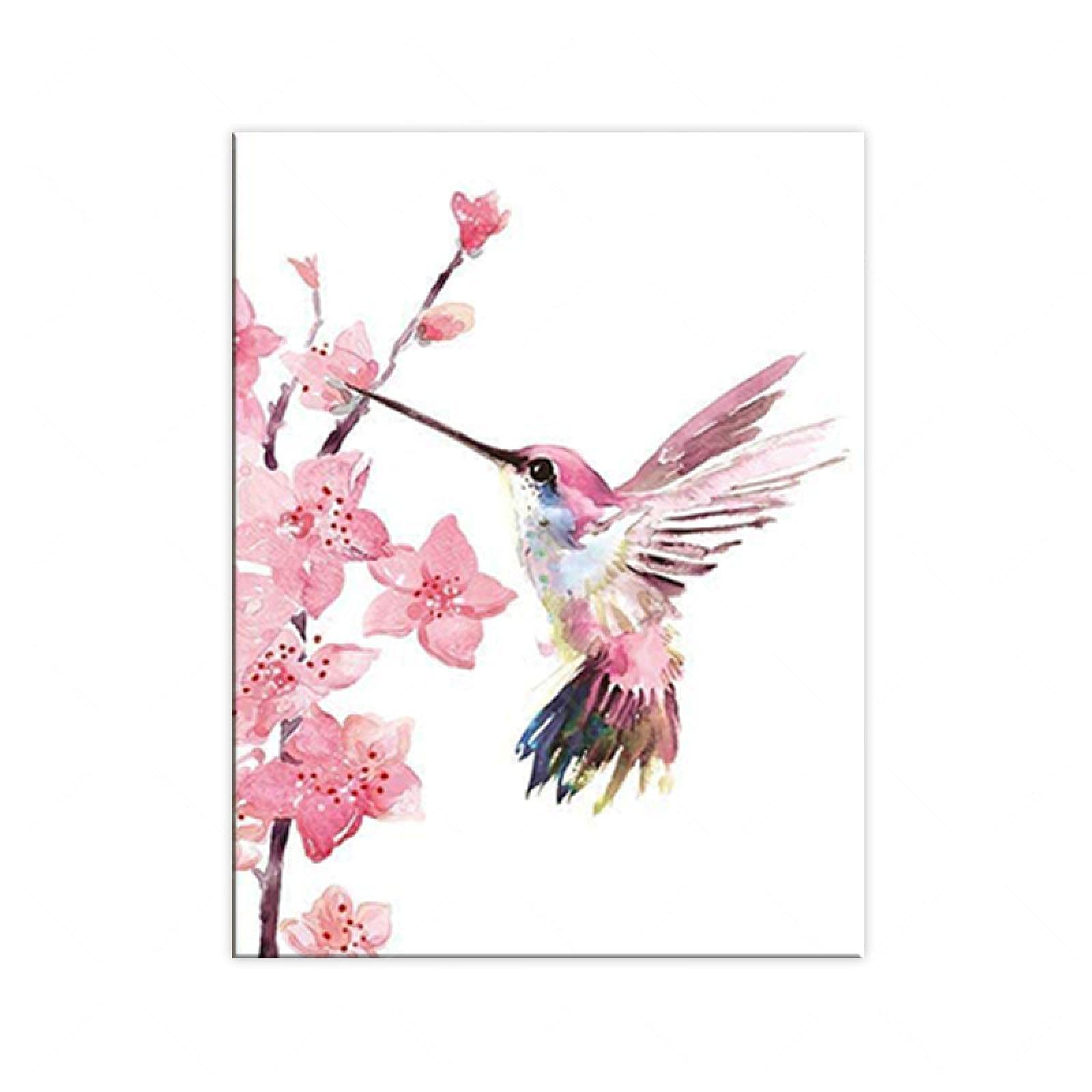 QLMDYJSW 鳥 キャンバス ウォールアート ピンク フローラル 写真 