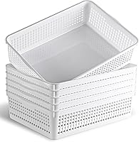 Vista 1 de Cesta de almacenamiento de plástico de tamaño A4, bandeja organizadora de cartas de papel de archivo, 6 paquetes (blanco)