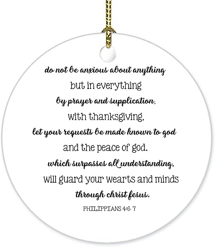 Miniatura 2 de Adorno de cerámica de recuerdo Do Not Be Anxious About Anyth para árbol de Navidad, accesorios colgantes divertidos para decoración del hogar, 3.0 in