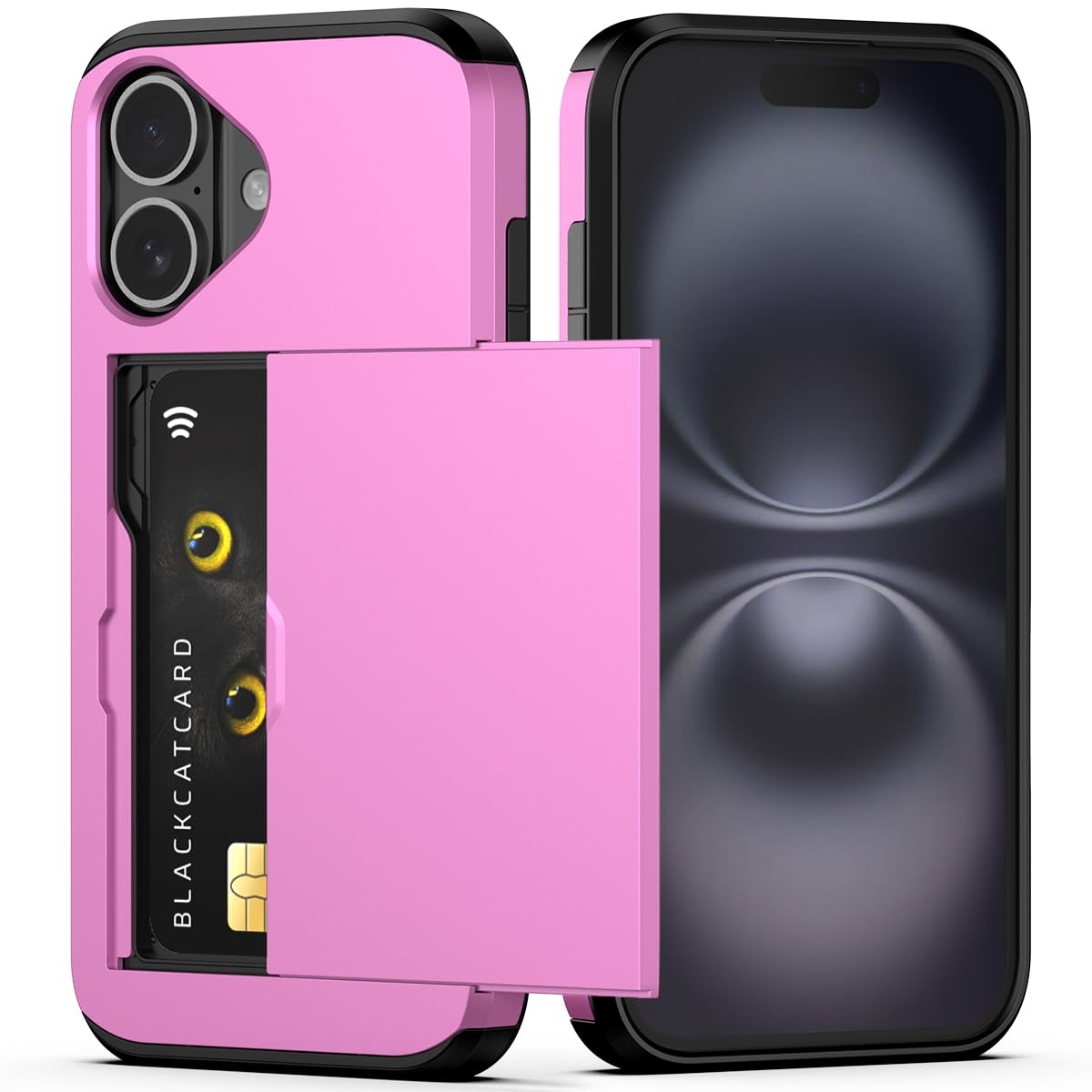 Nvollnoe Compatible with iPhone 16 Case with Card Holder Heavy Duty Protective Dual Layer Shockproof Hidden Card Slot Slim Wallet Phone Cover for