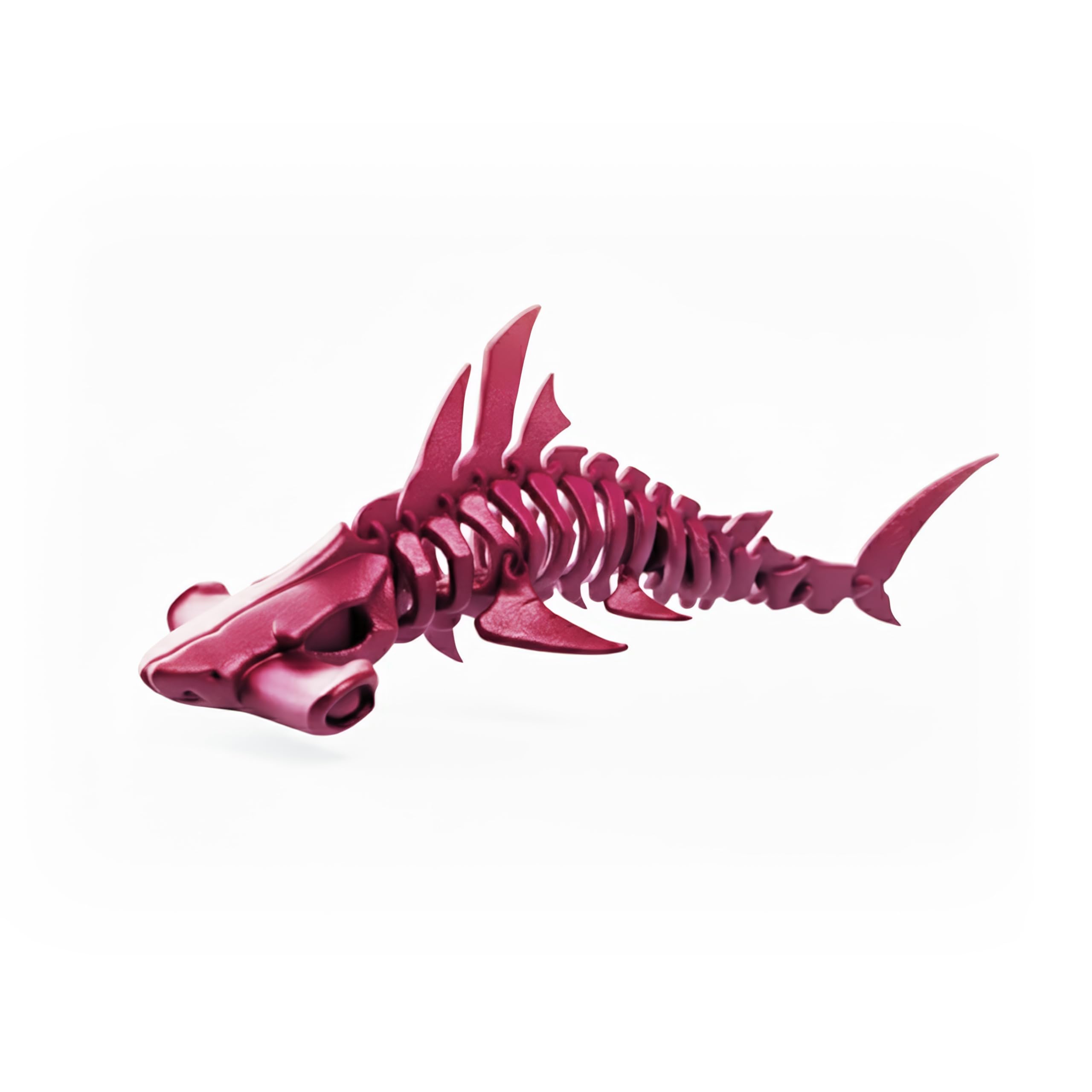 Ruyal Metta 3D Printed Shark Skeleton Fidget Toy - Articulated Stress Relief Toy, Unique 3D Animal Desk Decor, (Red,S)